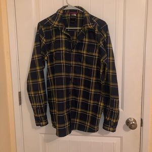 North face navy plaid button down